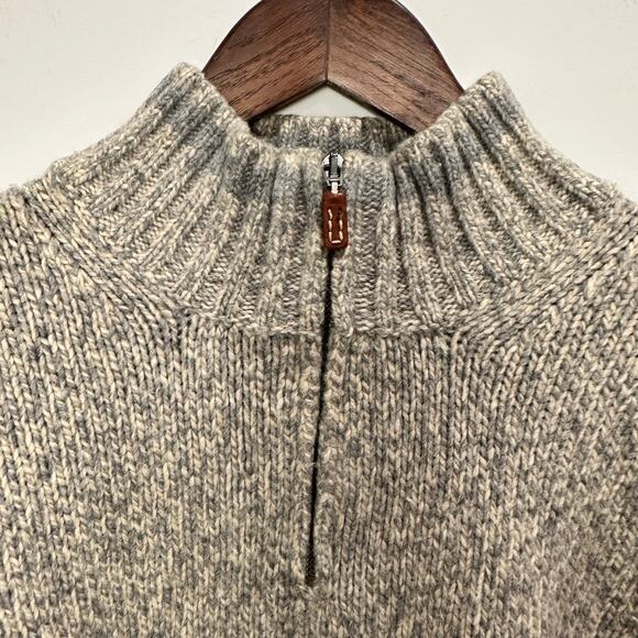 Maglione Valdoglio Italian ¼-Zip Gray & Cream Wool Sweater Men’s Size L/XL - Picture 6 of 8